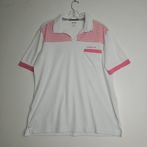 ADIDAS Golf Polo Shirt Size M White and Neon/Pink Men